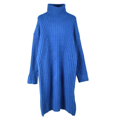 XITAO Turtleneck Knitting Dresses Fashion Casual Solid Color Simplicity Pullover Loose Long Temperament New Arrival GWJ1988