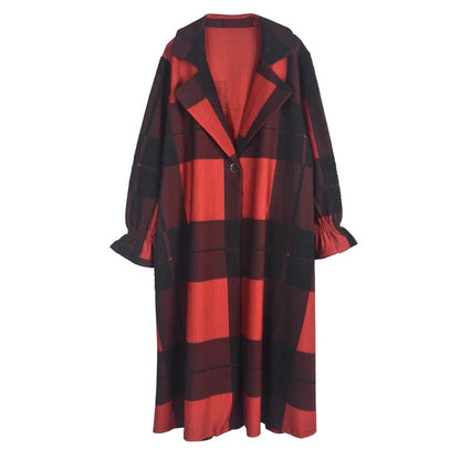 XITAO Plaid Bandage Women Tailored Coat Fashion Contrast Color Turn-down Collar Simplicity Coat Spring All-match New WLD13012