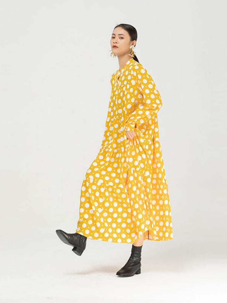 XITAO Polka Dot Cake Dress Pullover Goddess Fan Casual Style Spring Autumn Minority Dress ZY4281