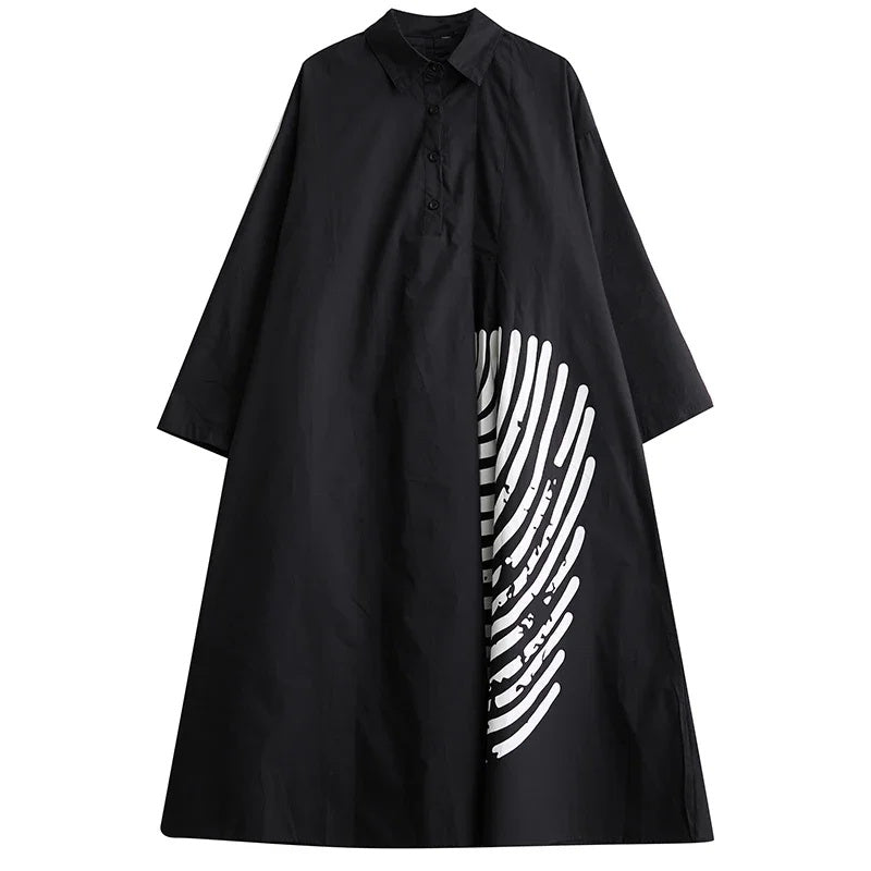 XITAO Casual Fashion Shirt Dress Loose Simplicity Contrast Color Print Women Long Sleeve Women Spring New Shirt Dress ZZ0101