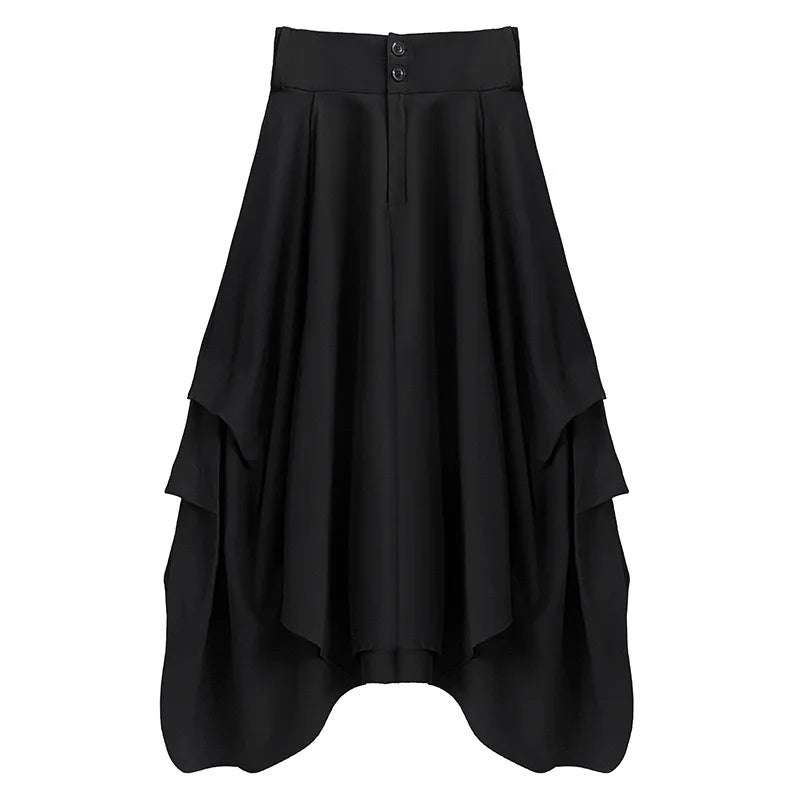 XITAO Irregular Solid Skirt Casual Slimming Temperament All-match Elastic Waist Spring Fashion Women A-line Skirt LYD1694