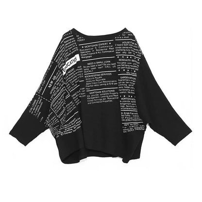 XITAO Fashion Loose T-shirt Contrast Color Letter Print New Bat Wing Sleeve Women Top 2022 New Simplicity All-match ZP3258