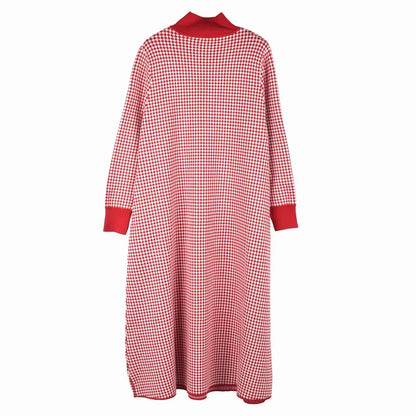 XITAO Korea Plaid Pattern Dress Spring New Fashion Long High Collar Long Sleeve Casual Loose Temperament Women GWJ0533