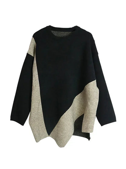 XITAO Irregular Female Sweater Pullover Loose Comfortable Round Neck Casual Long Sleeved Tops 2024 Spring Women New ZZ0005