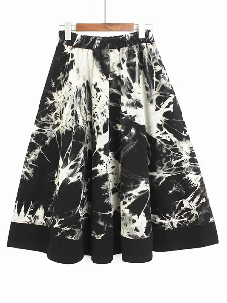 XITAO Irregular Contrast Color Print Skirt Loose Fashion Simplicity Casual Street Trendy Spring All-match Women Skirt SMH1492