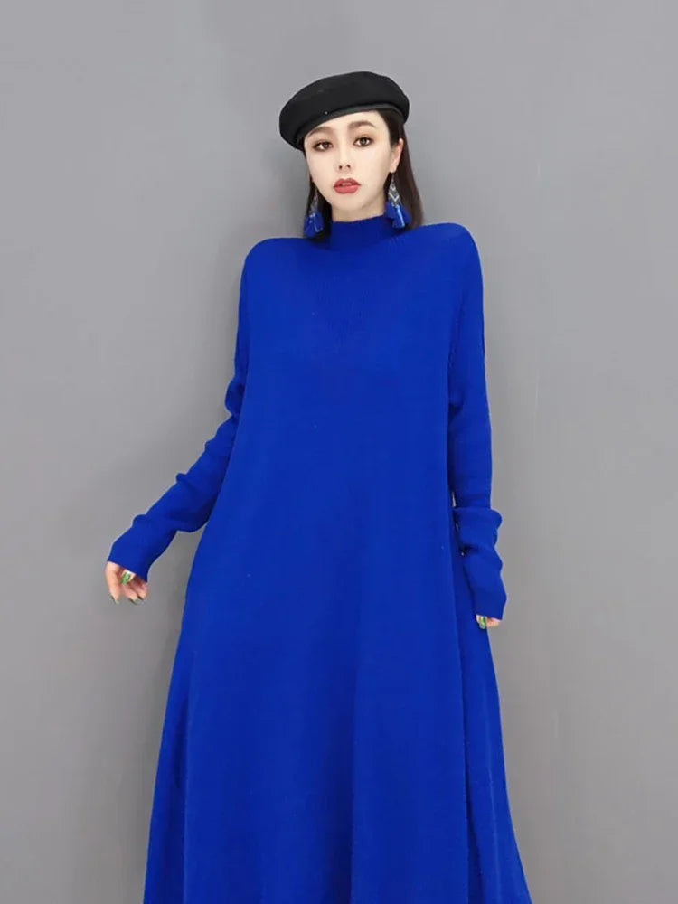 XITAO Knitting Irregular Hem Dresses 2024 Europe Station Spring New Fashion Temperament Loose Casual Women's Clothing WMD3457