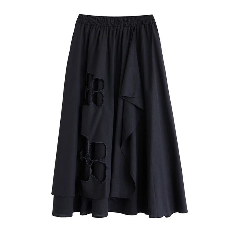 XITAO Loose Irregular Hollow Out Skirt Trend Patchwork Asymmetric Women Autumn New Casual All-match Simplicity Skirt ZY8907