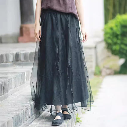 XITAO Elegant Gauze Patchwork Female Skirt Casual Fashion Simplicity Temperament Loose Women Summer New All-match Skirt ZY8850