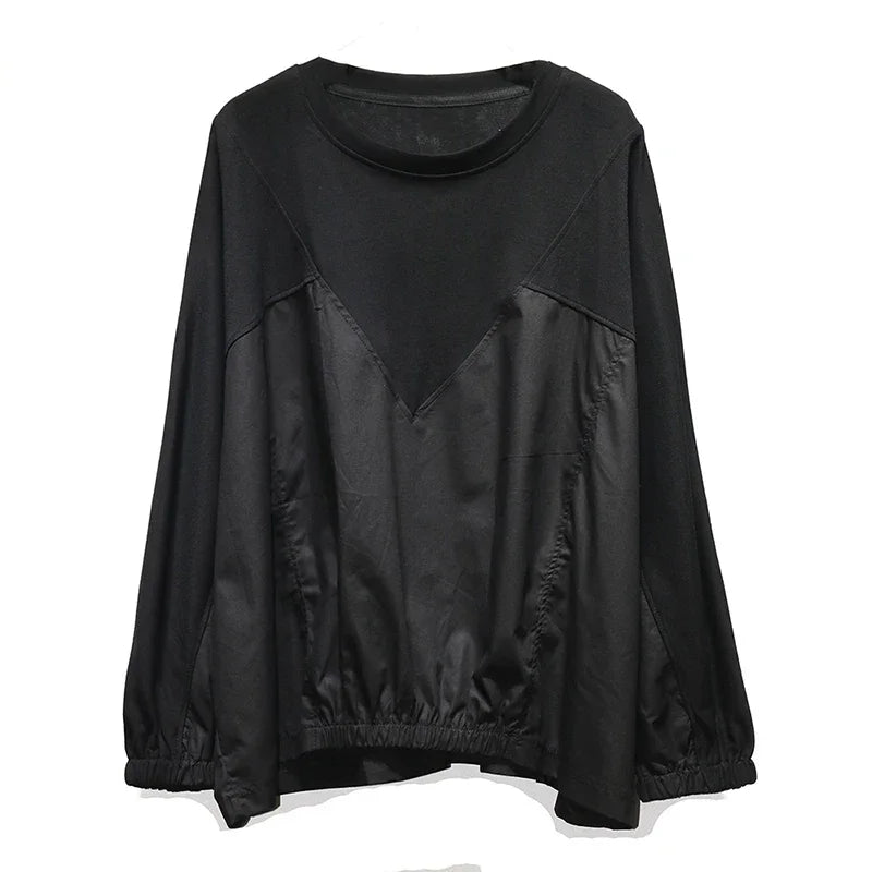 XITAO O-neck Full Sleeve Solid Color T-shirt Fashion Patchwork Irregular Loose Casual All-match Autumn Women New Top DMJ5012