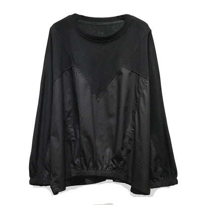 XITAO O-neck Full Sleeve Solid Color T-shirt Fashion Patchwork Irregular Loose Casual All-match Autumn Women New Top DMJ5012