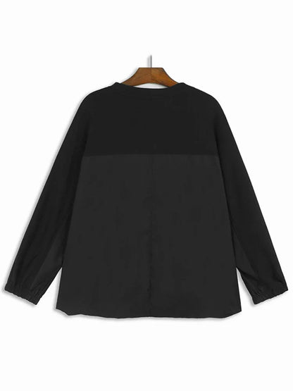 XITAO O-neck Pullover Full Sleeve T-shirt Fashion Patchwork Casual Loose Personality 2024 Women Street Trendy Top DMJ4183