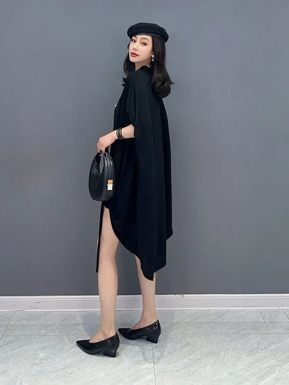 XTAO Drawstring Dress Pleated Solid Color Small Fresh Women Goddess Fan Casual Style Pullover 2024 Summer Dress WLD16535