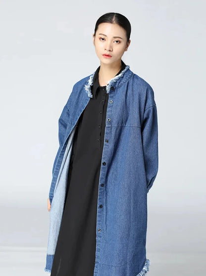 XITAO Cow Boy Style Loose Trench New Women Casual Solid Color Spring Batwing Sleeve Single Breasted Simplicity Long Coat KY655