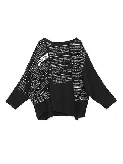 XITAO Fashion Loose T-shirt Contrast Color Letter Print New Bat Wing Sleeve Women Top 2022 New Simplicity All-match ZP3258