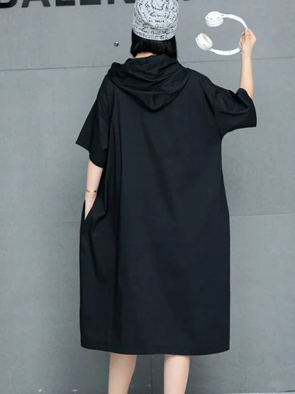 XITAO Loose Fitting Casual A-line Mid-calf Solid Color Dress New Loose Half Sleeve Thin Trendy Summer Female Dress GMM1053