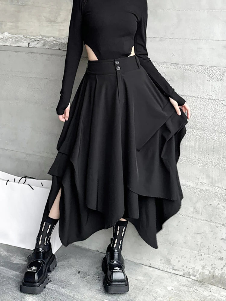 XITAO Irregular Solid Skirt Casual Slimming Temperament All-match Elastic Waist Spring Fashion Women A-line Skirt LYD1694