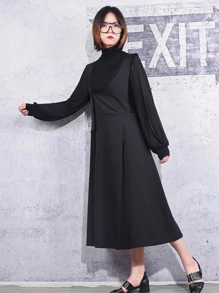 XITAO Black Mesh Solid T Shirt Women Spring New Casual Fashion Style Temperament All Match Turtleneck Collar Women ZP3155