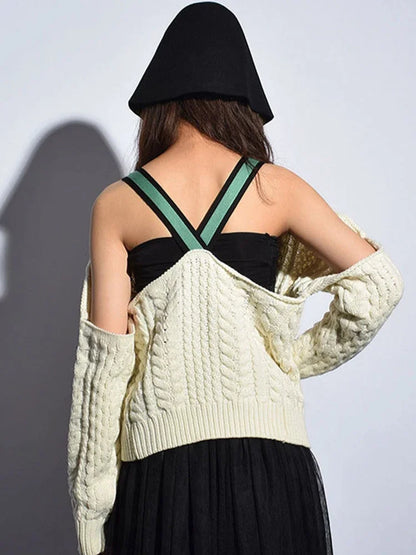 XITAO Backless Strapless Spring Fashion Women Solid Color Knitted Top Female Full Sleeve Pullover Loose Sweater 2024 LJT3758