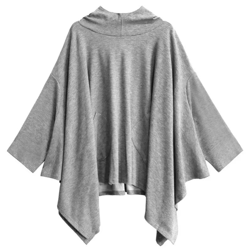 XITAO Hooded Batwing Sleeve Women Sweatershirt Solid Color Loose Irregular Pocket Casual Pullover Female Sweatershirt ZYY1025