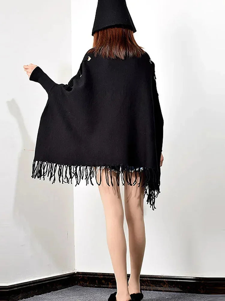 XITAO Turtleneck Sweater Women Bat Sleeve Pullover Women Korean Style Cape Knitwear Vintage Elegant Fringed Hem XJ3287