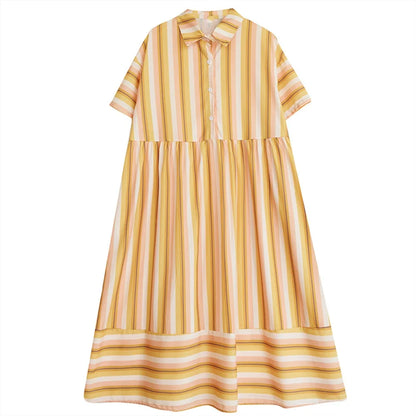 XITAO Striped Dress Fashion Women New Pullover Goddess Fan Casual Style 2024 Summer Minority Loose Elegant Dress WLD11315