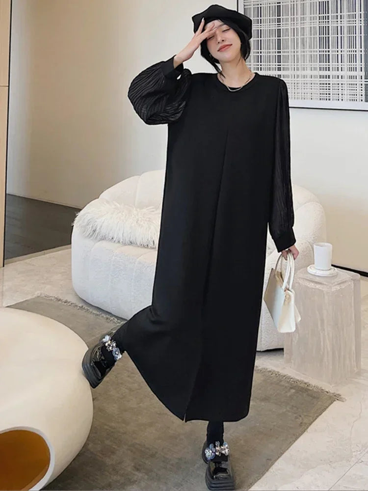 XITAO Loose Casual O-neck Dress Full Sleeve Patchwork Solid Color Simplicity Spring Women New Fashion Dress DMJ2718