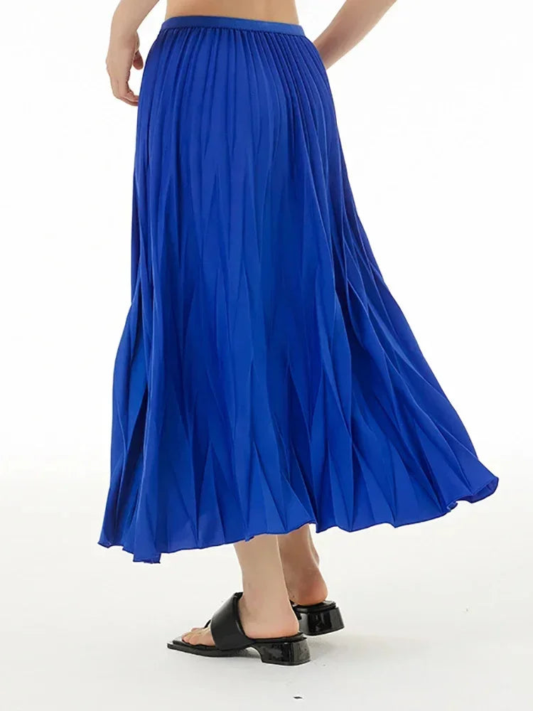 XITAO Simplicity Pleated Skirt Solid Color Loose Fashion Casual Women Summer New Solid Color Temperament All-match Skirt DMJ1142