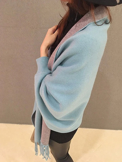 XITAO Large Double Wears Full Sleeved Cardigan Thicked Cloak Shape Female Shawl Wrap High Quality Spring 2024 New VKA-002