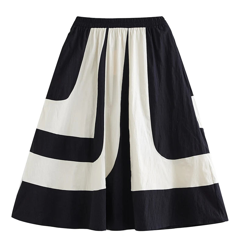 XITAO Irregular Patchwork Contrast Color Skirt Elastic Waist Loose Casual All-match Slimming Autumn Women New Skirt ZY8896