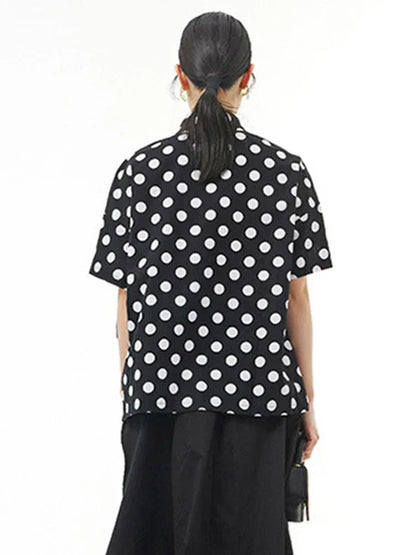 XITAO Single Breasted Dot Shirt Women Korea 2024 Summer New Arrival Fashion Loose Turn-down Collar Short Sleeve Shirt WMD5760