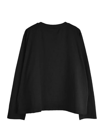 XITAO Three-dimensional Decoration T-shirts O-neck Solid Color Long Sleeve Loose Casual Fashion All Match 2024 Autumn New GJ1103