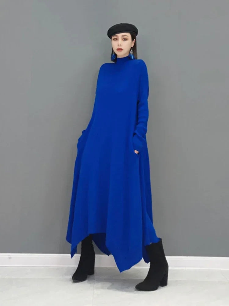 XITAO Knitting Irregular Hem Dresses 2024 Europe Station Spring New Fashion Temperament Loose Casual Women's Clothing WMD3457