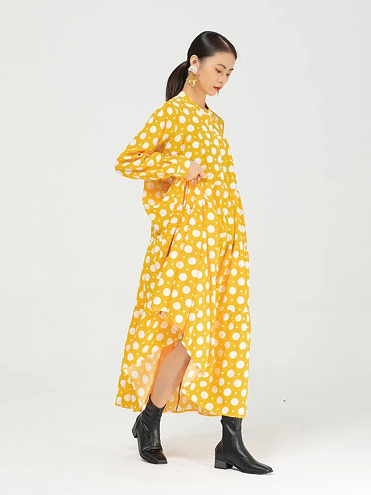 XITAO Polka Dot Cake Dress Pullover Goddess Fan Casual Style Spring Autumn Minority Dress ZY4281