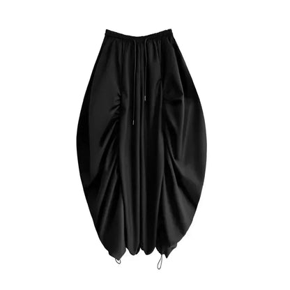 XITAO Folds Black Wide Leg Pants Fashion Personality Irregular Splicing Women Pants Spring New Street Trendy DMJ3090