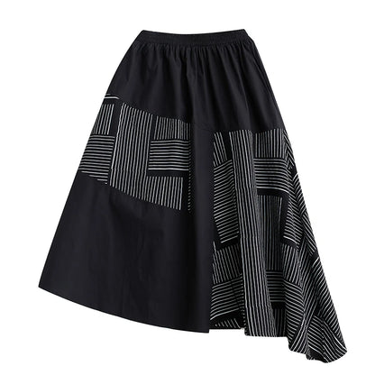 XITAO Loose Printed Female Patchwork Skirt Irregular Simplicity Elastic Waist New Spring Fashion Women A-line Skirt LYD1710