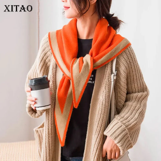 XITAO Knitted Scarves Fashion New Women Irregular Patchwork Small Fresh Casual Style 2024 Elegant Minority Loose Scarves ZY3672