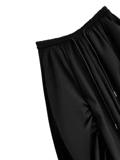 XITAO Folds Black Wide Leg Pants Fashion Personality Irregular Splicing Women Pants Spring New Street Trendy DMJ3090