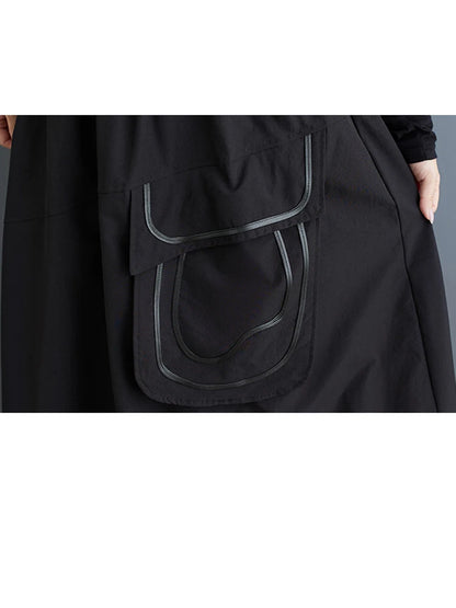 XITAO Patchwork Big Pocket Elastic Waist Female Skirt Loose Casual All-match Personality Autumn Women New Fashion Skirt ZY8893