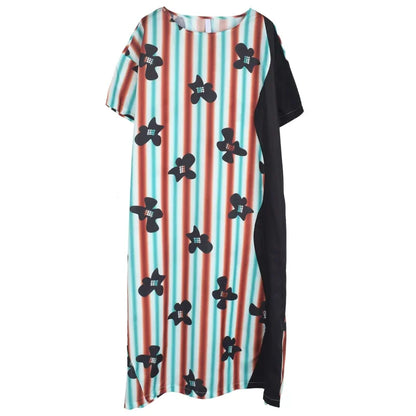 XITAO Fashion Striped Print Dress Loose Casual Simplicity Contrast Color Women T-shirt Dress Temperament Summer New ZY7275