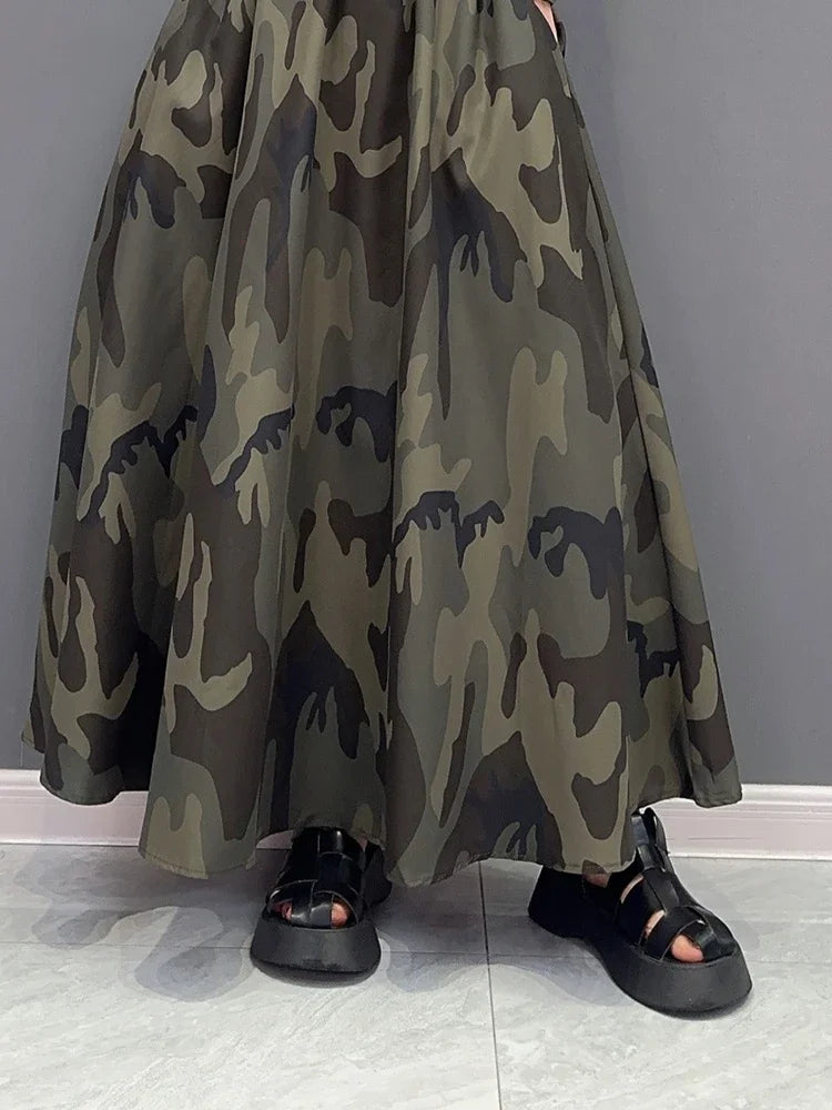 XITAO Camouflage Casual Skirt Fashion Versatile Women Summer New Arrival Loose Simplicity Elastic Waist Skirt DMJ1514