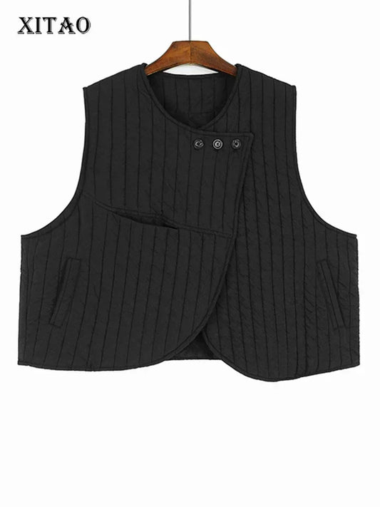 XITAO Irregular Vests Solid Color Casual Sleeveless Fashion Women Vests Top Spring Simplicity All-match New DMJ2858