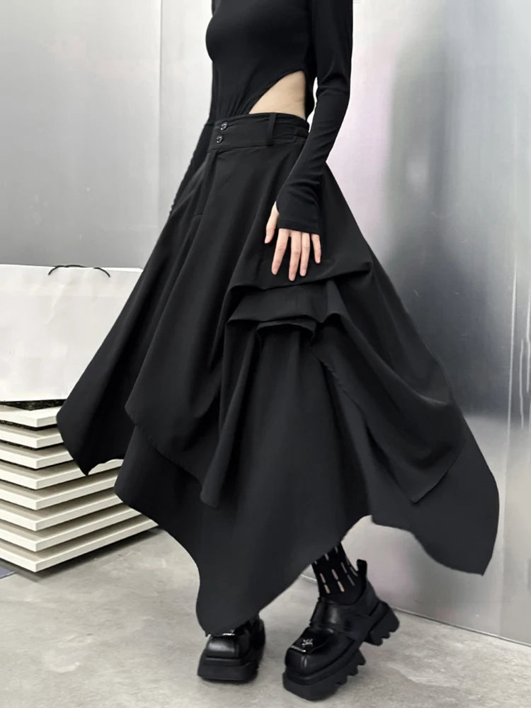 XITAO Irregular Solid Skirt Casual Slimming Temperament All-match Elastic Waist Spring Fashion Women A-line Skirt LYD1694