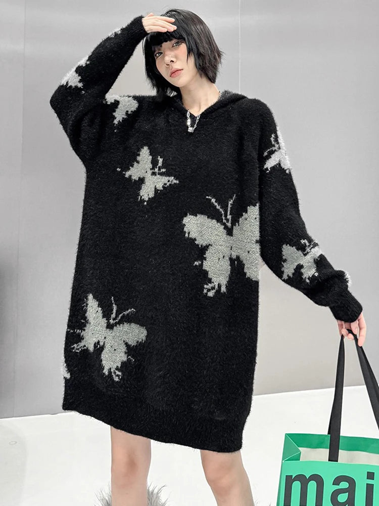 XITAO Casual Loose Full Sleeve Solid Color Women Sweater Fashion Hooded Slimming Knitting New Autumn Female Pullover GMM1006