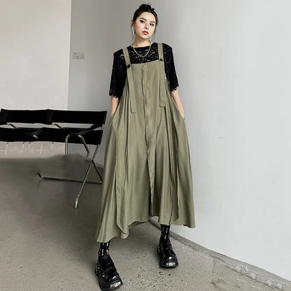 XITAO Loose Vintage Sleeveless Dress Casual All-match Pocket Women Summer New Simplicity Street Wind Irregular Dress ZY8765