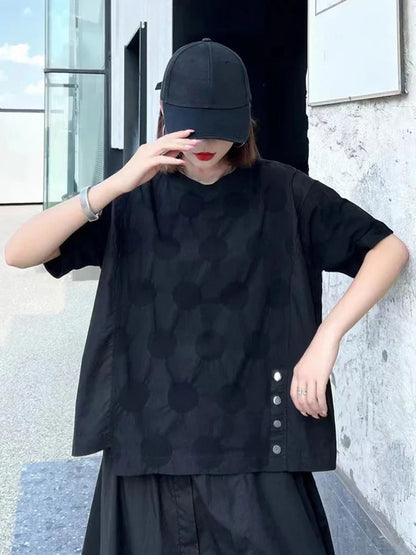 XITAO Irregular Dot Casual T-shirts Trend Street Wind Women Summer New Arrival Fashion Simplicity O-neck Women T-shirts DMJ1676