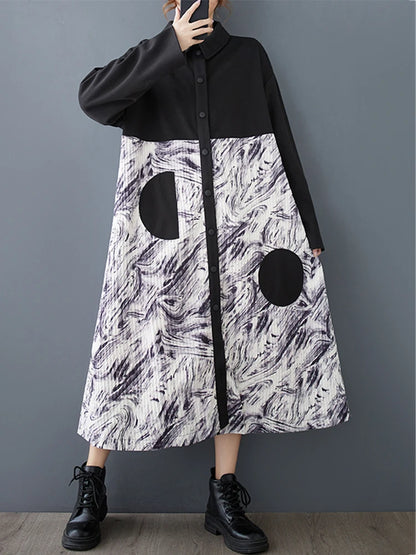 XITAO Casual Solid Color Patchwork Fashion Coats Irregular Printing A-line Full Sleeve New Arrrival Autumn Female Trench GMM1001