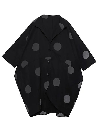 XITAO Irregular  Trench Women Polka Dot Autumn Single Breast Pocket Elegant Patchwork Turn Down Collar Coat GCC1781