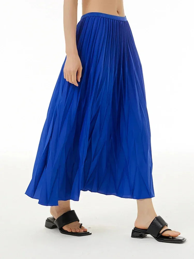 XITAO Simplicity Pleated Skirt Solid Color Loose Fashion Casual Women Summer New Solid Color Temperament All-match Skirt DMJ1142