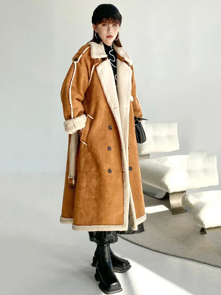 XITAO Personality Coat Double Breasted Keep Warm Turtleneck Long Style Elegant Temperament Women Coat Spring FBB1113