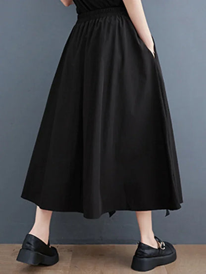 XITAO Loose Hollow Out Skirt Women Female 2024 Summer New Arrival Irregular Trendy A-line Irregular Solid Color Skirt DMJ1361